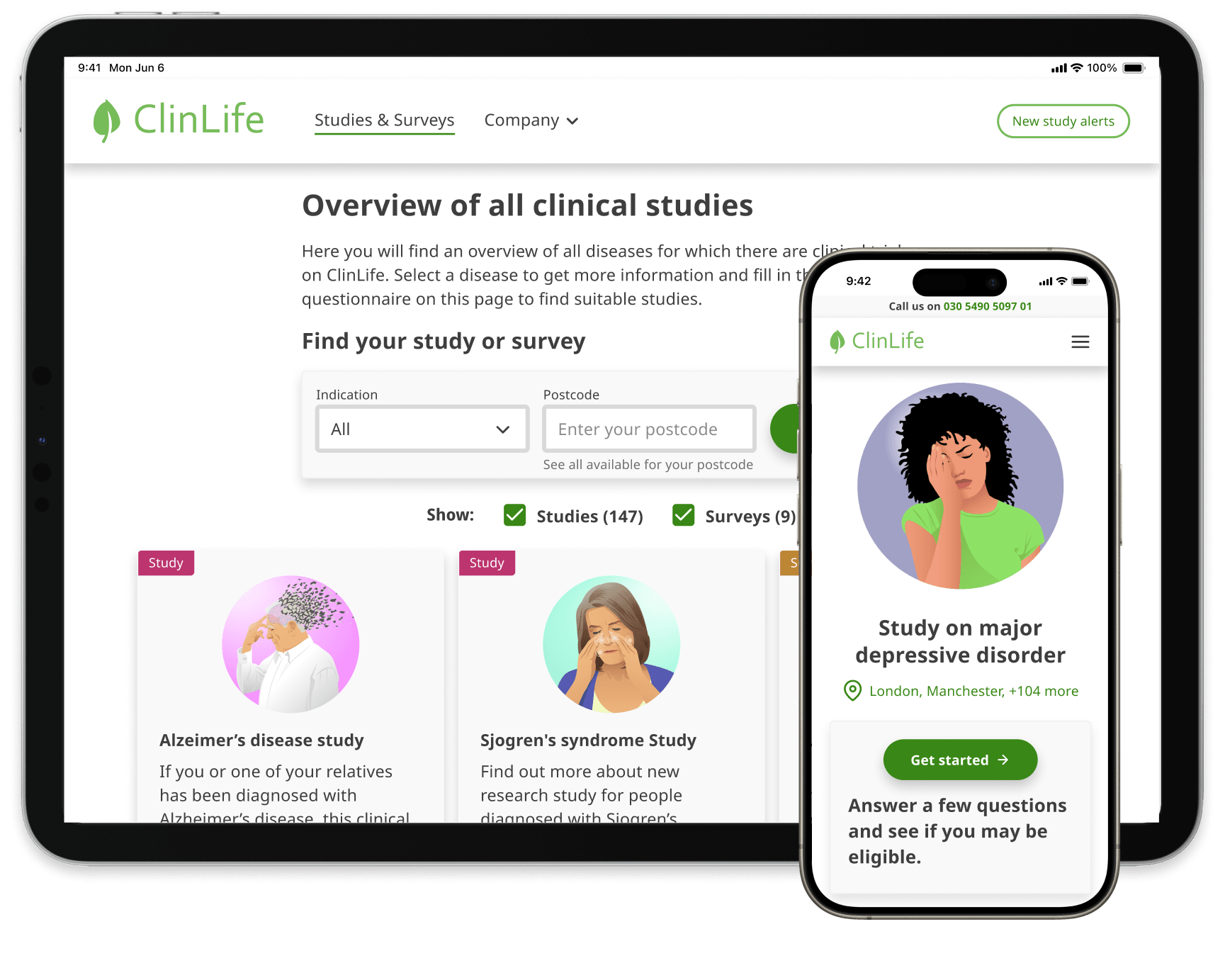 Laman web ClinLife - teks alt